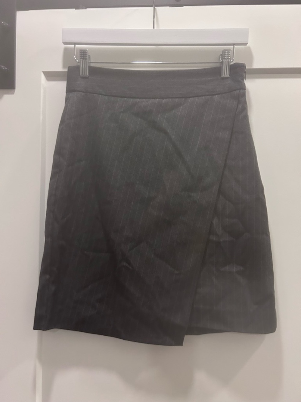 RW&CO. Grey Pinstripe Wrap-Style Pencil Skirt